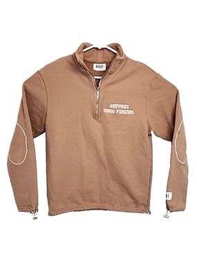 Ost Brown Quarter-Zip Sweatshirt with Elbow Piping